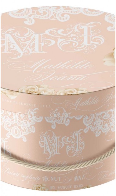 Trusou de botez somon cu alb cu broderie sand pentru fetite Elegant Monogram Peach 3